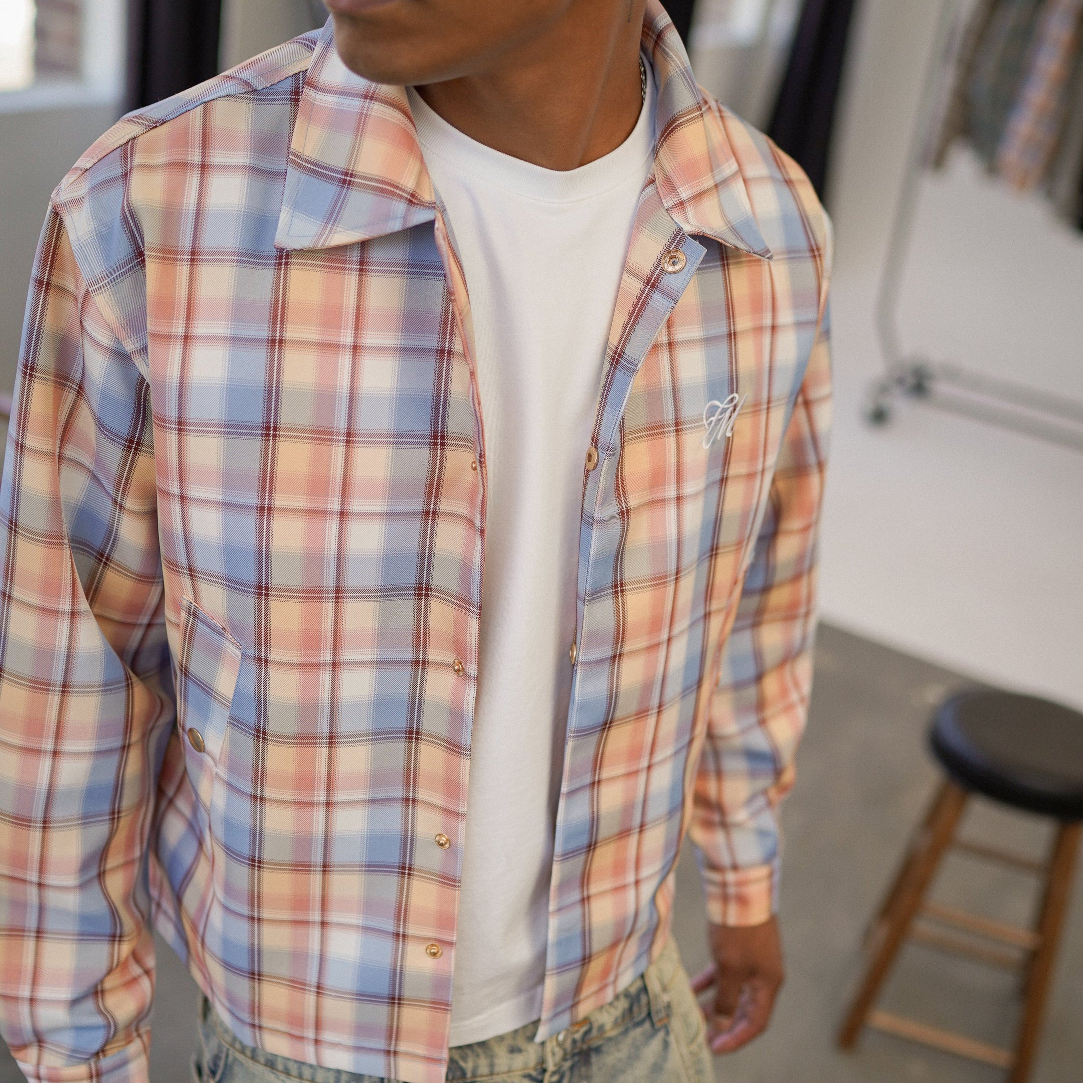 Plaid Overshirt - Sherbet
