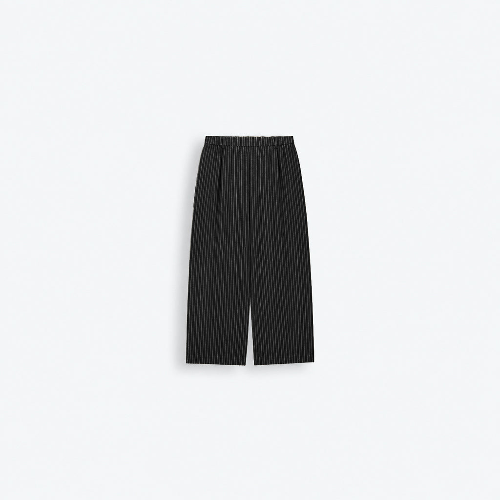 Baggy Striped Trousers - Black