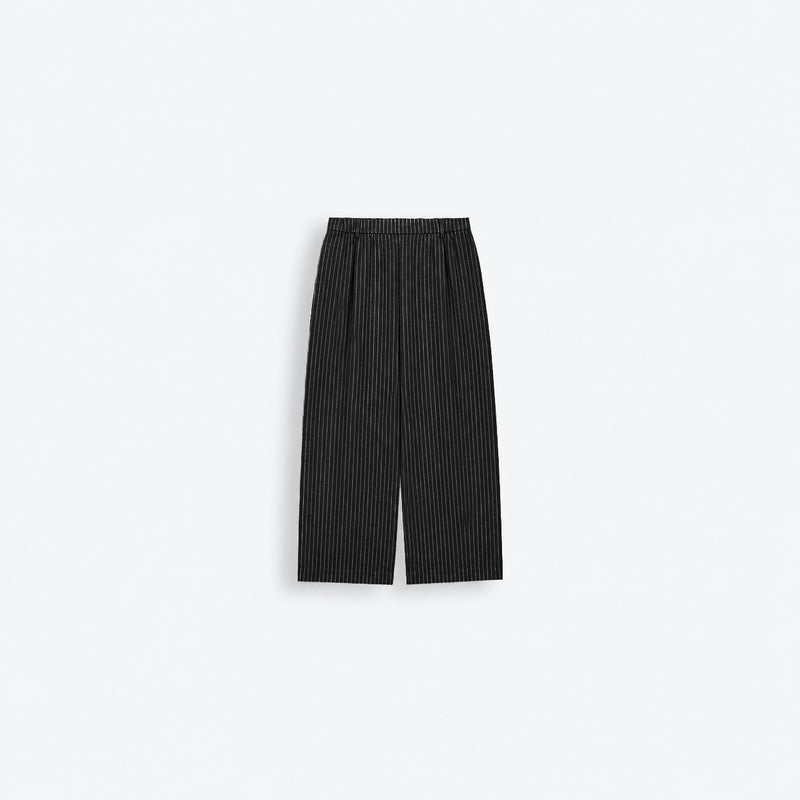 Baggy Striped Trousers - Black