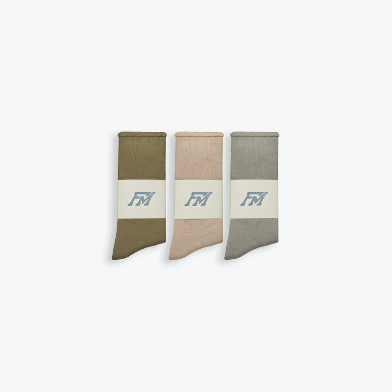 3-Pack Premium FM Socks - Olive/Tan/Grey