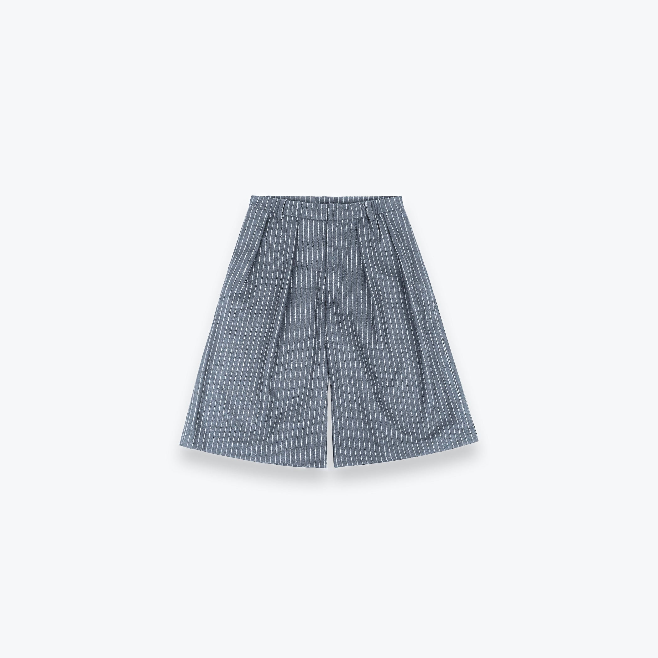 Striped Wool Shorts - Dove Grey