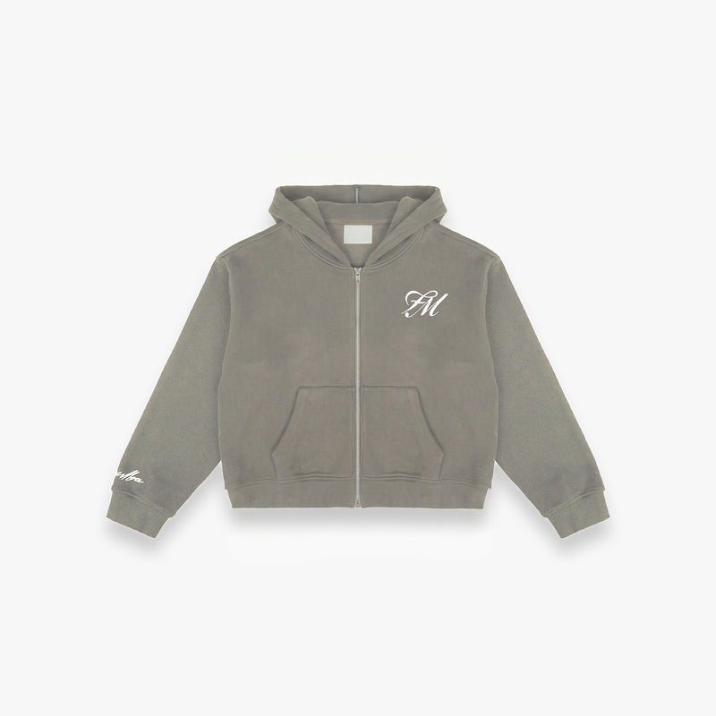 Signature FM Zip Hoodie - Slate Grey